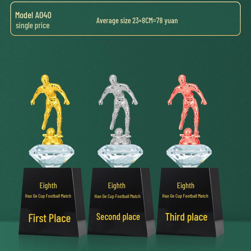 Custom Crystal Football Trophy - 2025 Golden Boot Top Scorer Award (Extra Large)