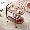 Homlly 2-Tier Walnut Mobile Rolling Kitchen Trollery Cart with Wheels