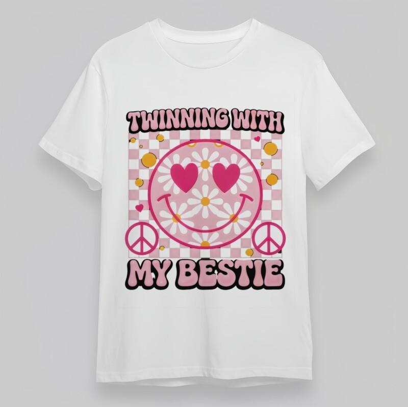 

Женская классическая футболка Twinning Hearts With Bestie Graphic большого размера, хлопковая футболка 2XL