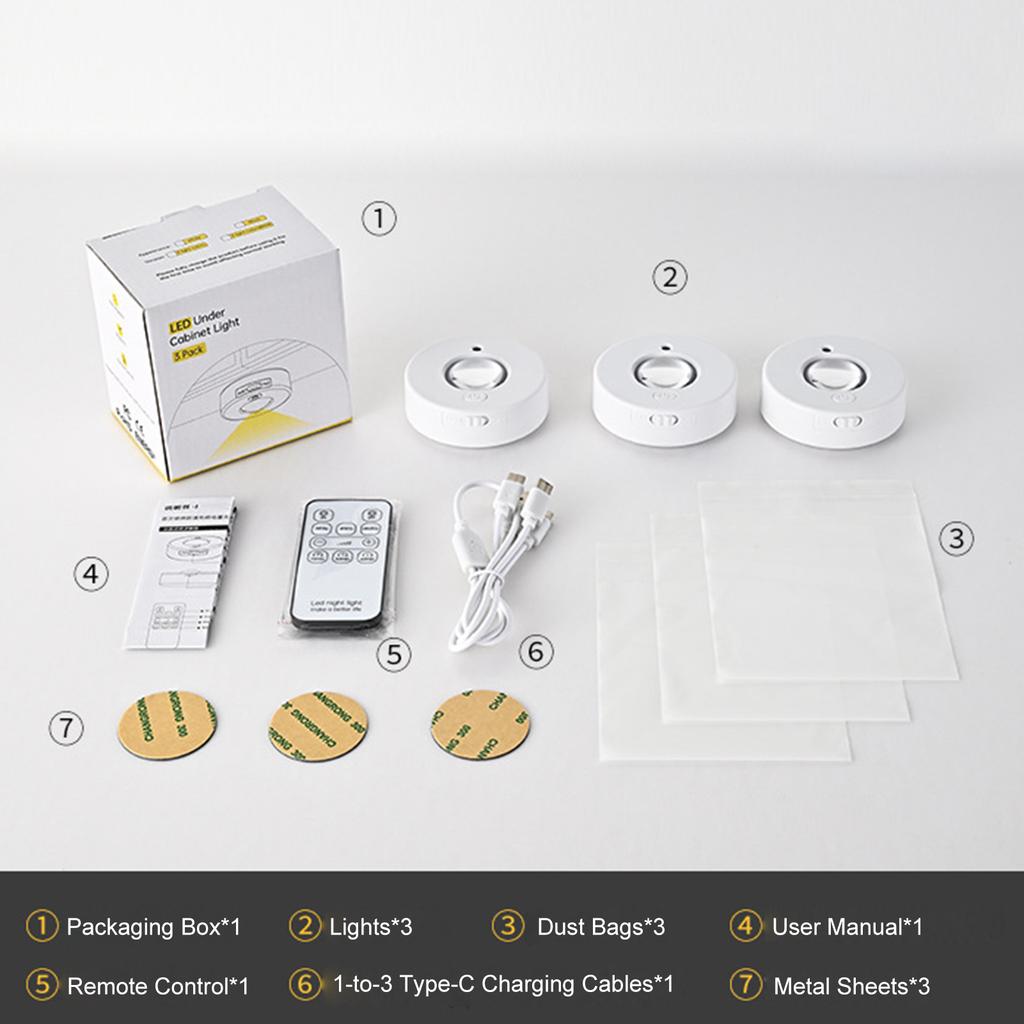 Magnetic LED Cabinet Light, Under Cabinet Lights with Remote, Type C Rechargeable Cat Eye Lights, Dimmable Color