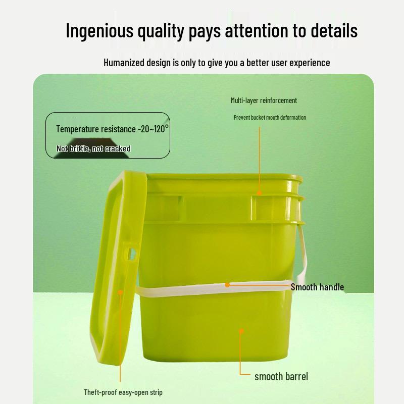 5L Thickened Square Plastic Bucket with Lid for Laundry Detergent, Salt, Pet Food, or Powders (Holds 5kg)