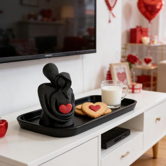 3D Printed Hugging Couple Figurine Valentine's Day Love Heart Couple Statue Home Office Desktop Decoration Ornament
