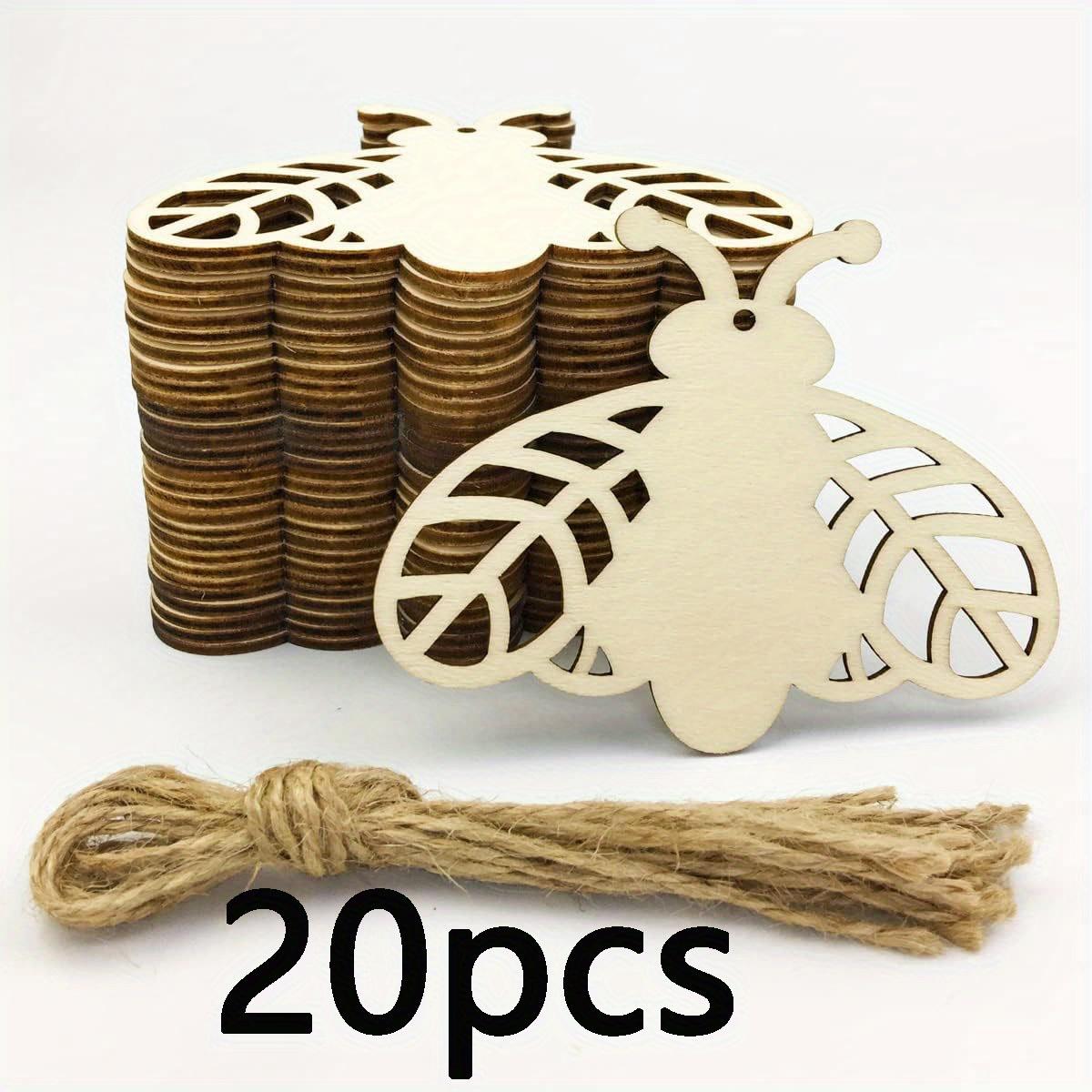 

20/30 Pcs wooden bee-shaped pendant, DIY handmade twine bee-shaped pendant, suitable for festival, garden decoration
