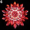 Elegant Vintage Multi-colored Flower Brooch Pin with Sparkling Stones and Leaf-shaped Elements for Weddings and Parties