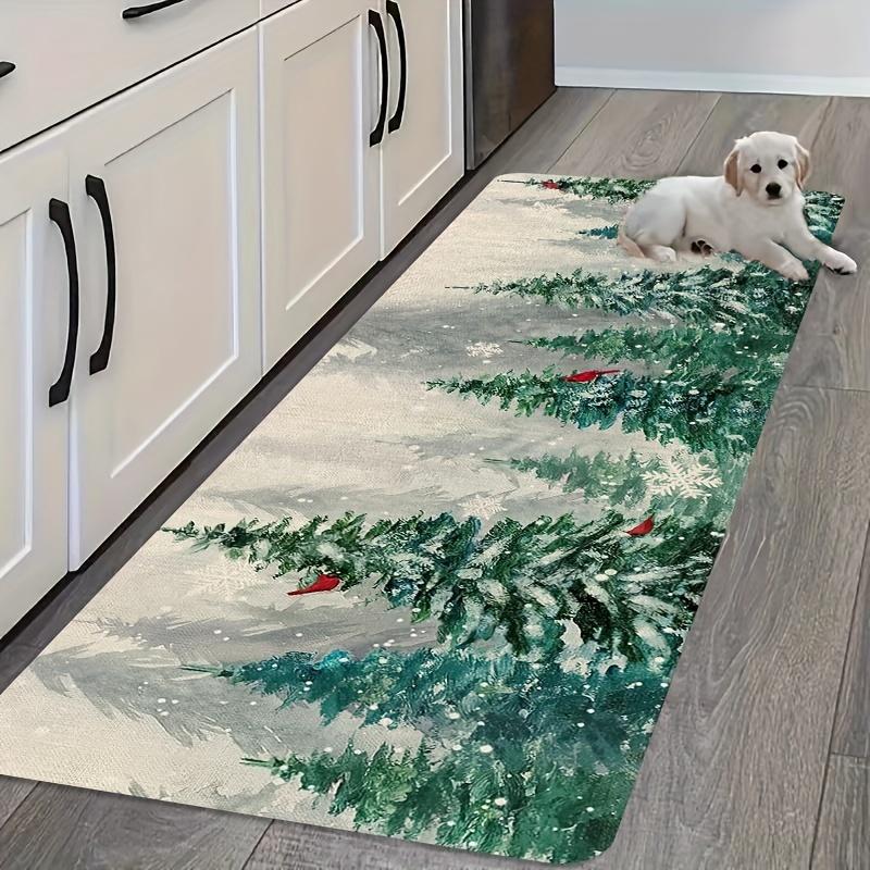 1 Stück Anti-Ermüdungs-Küchenteppiche Wald Weihnachtsbaum Wasserdicht Rutschfest Dick Gepolsterte Küchenmatte Schwerlast Komfort Stehmatte für Küche