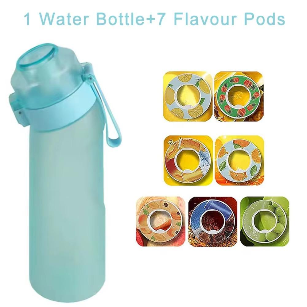 650ML Sports Air Water Bottle BPA Free, Fruit Scent Pods Air Flavor Caps,Leak Proof Sports Water Cup for Outdoor Running Gym