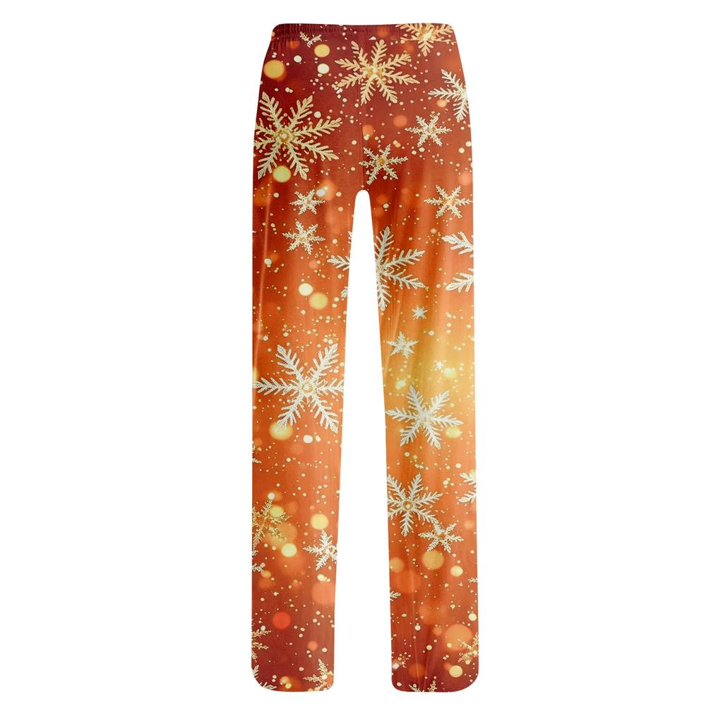 Women's Christmas Print Casual Pants with Loose Fit for Holiday Parties