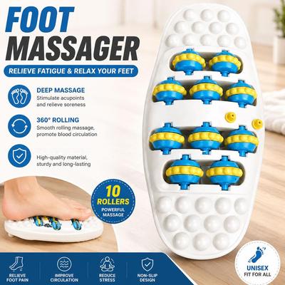 1-Pack Hypoallergenic Foot Massage Mat with Acupressure Kneading Design, Non-Powered Plastic Reflexology Tool for Stress Re