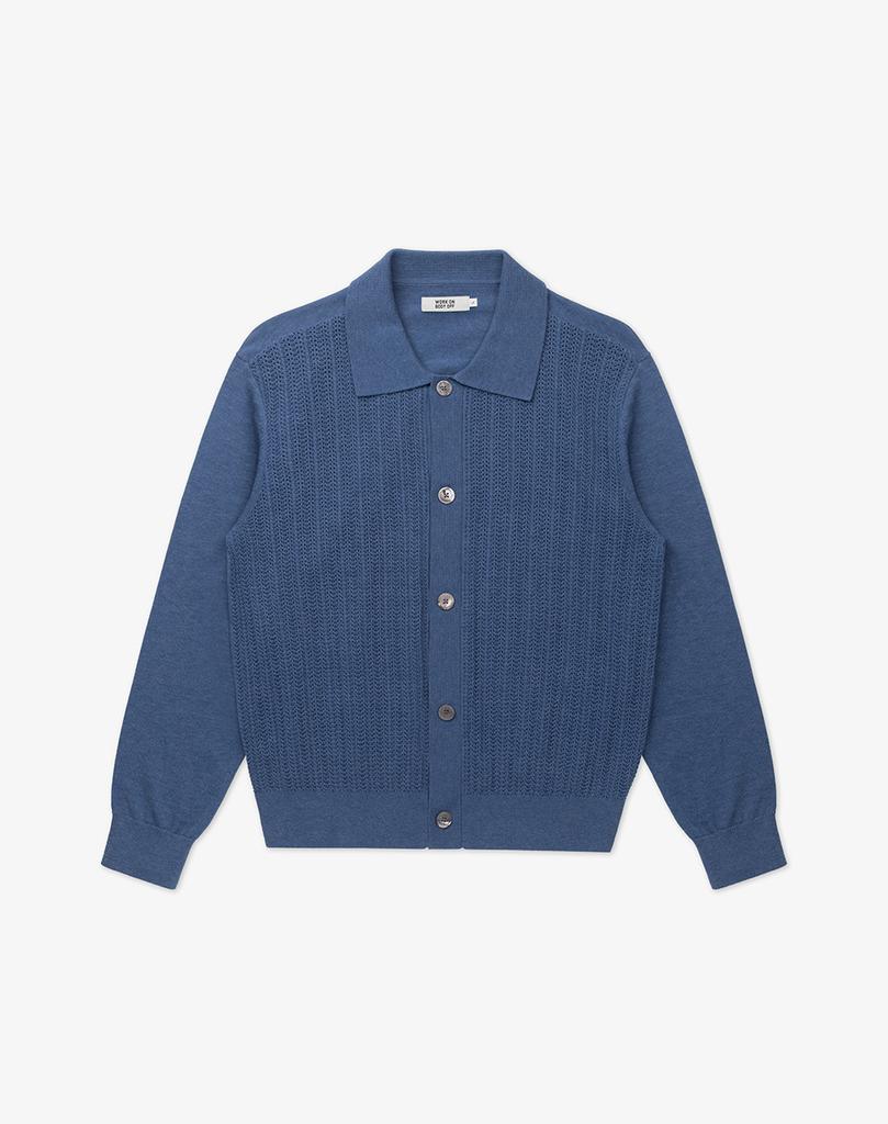 Work On Body Off Sci-Fit Semi-Overfit Cotton Cardigan [Blue]