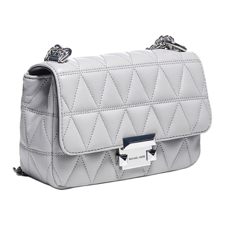 MICHAEL KORS Sloan Leather Shoulder Bag, Crossbody Bag Small Women's Pearl Gray 30S7SSLL1L-081