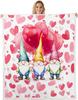 Cartoon Gnomes Fleece Blanket,Dwarf Throw Blanket Throw for Bedroom Living Rooms Sofa Couch,Colorful Stars Sherpa Blanket