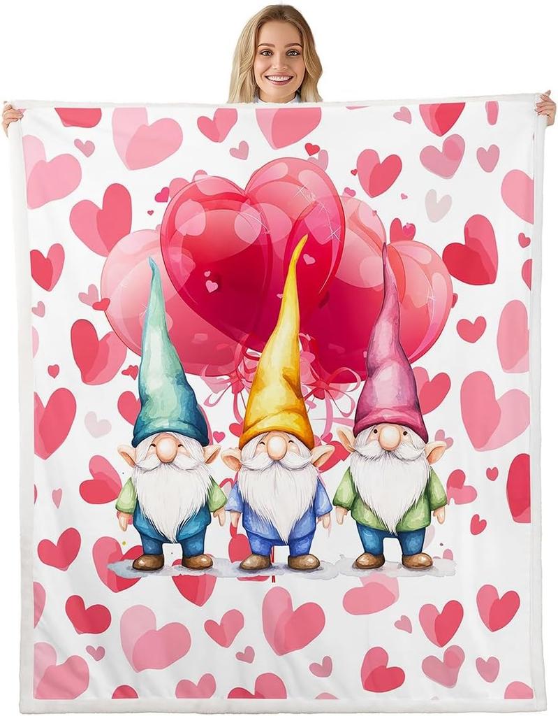 Cartoon Gnomes Fleece Blanket,Dwarf Throw Blanket Throw for Bedroom Living Rooms Sofa Couch,Colorful Stars Sherpa Blanket