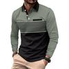 New Spring and Autumn Men's POLO Shirt Long-sleeved Striped Printed Men's Casual Polo Shirt Men's T-shirt Tops