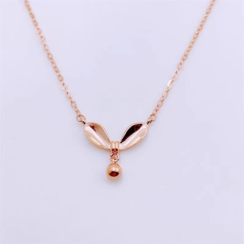 Purple Gold-Plated Rose Gold Color Gold Bead Bow Necklace Fashionable Personalized Design Set Chain Women