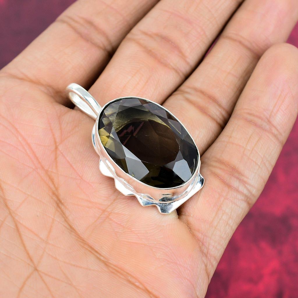 Rökkvarts Smycken, Handgjort Ädelstenshänge, 925 Sterlingsilver Hänge Antika Smycken, För Förlovningspresent