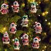 Yousheng Wooden Christmas Ornament 2D Santa Claus On Hot Air Balloon/Riding Bicycle/Penguin/Elf Hanging Ornaments for Xmas Tree Holiday Party Decor