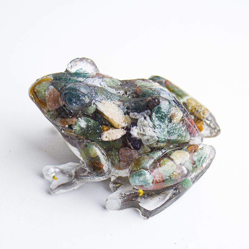 Crystal Resin Frog Aquarium Decor With Cute Design For Office Desk And Gift