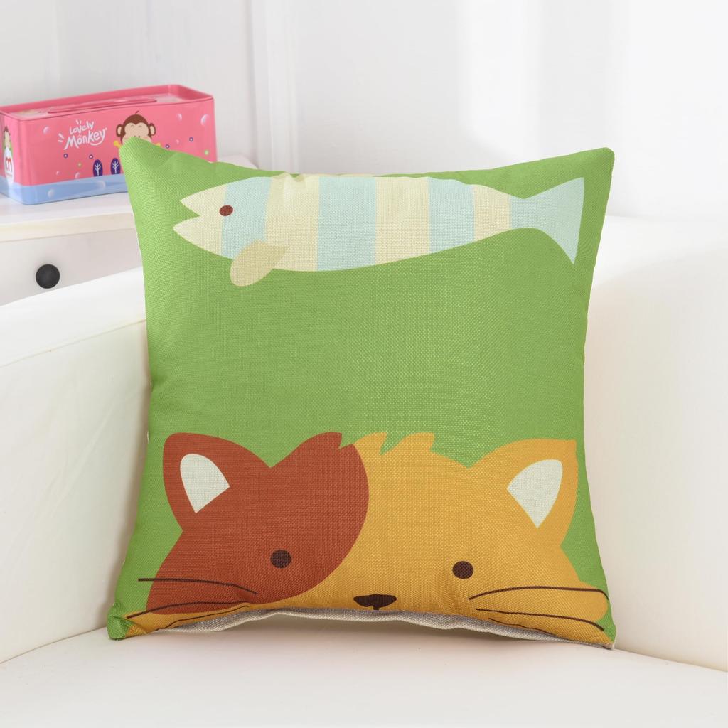 YunJeude Cushion Set of Stylish Linen Cushion Covers with Cute Animal and Other Natural and Modern Zipper Suitable for Home Car and Room Suitable for