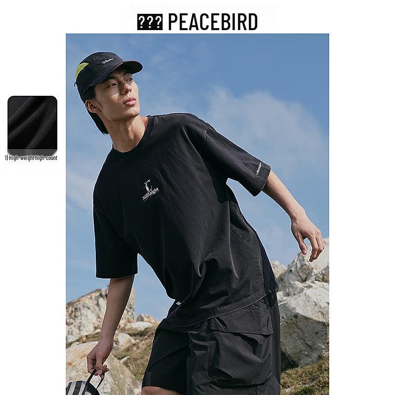 PEACEBIRD Men s Casual Washed Embroidered Short Sleeve T-Shirt M