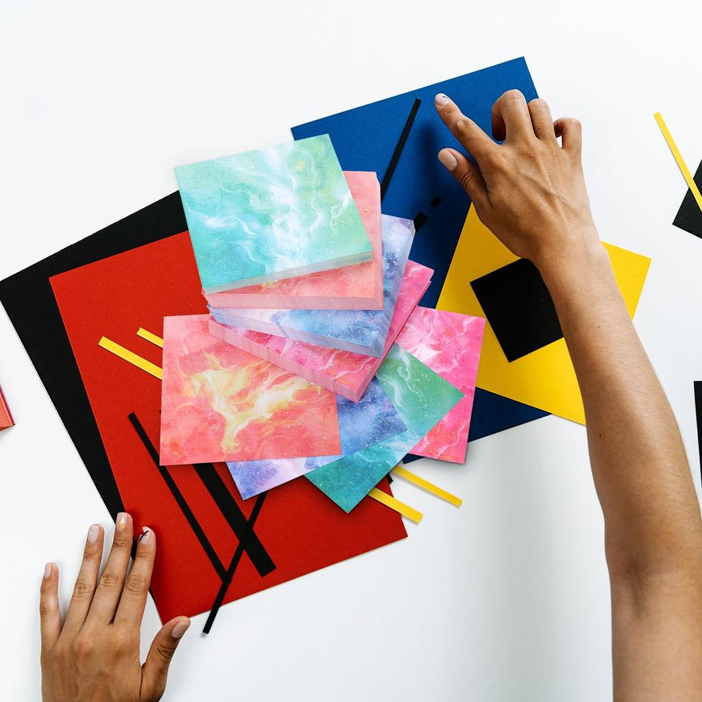 Ciieeo Large Origami Paper Cute Watercolor and Starry Sky 400 Large Easy To for Origami Paper and DIY Craft and Blue Set, Double-Sided, Patterns,