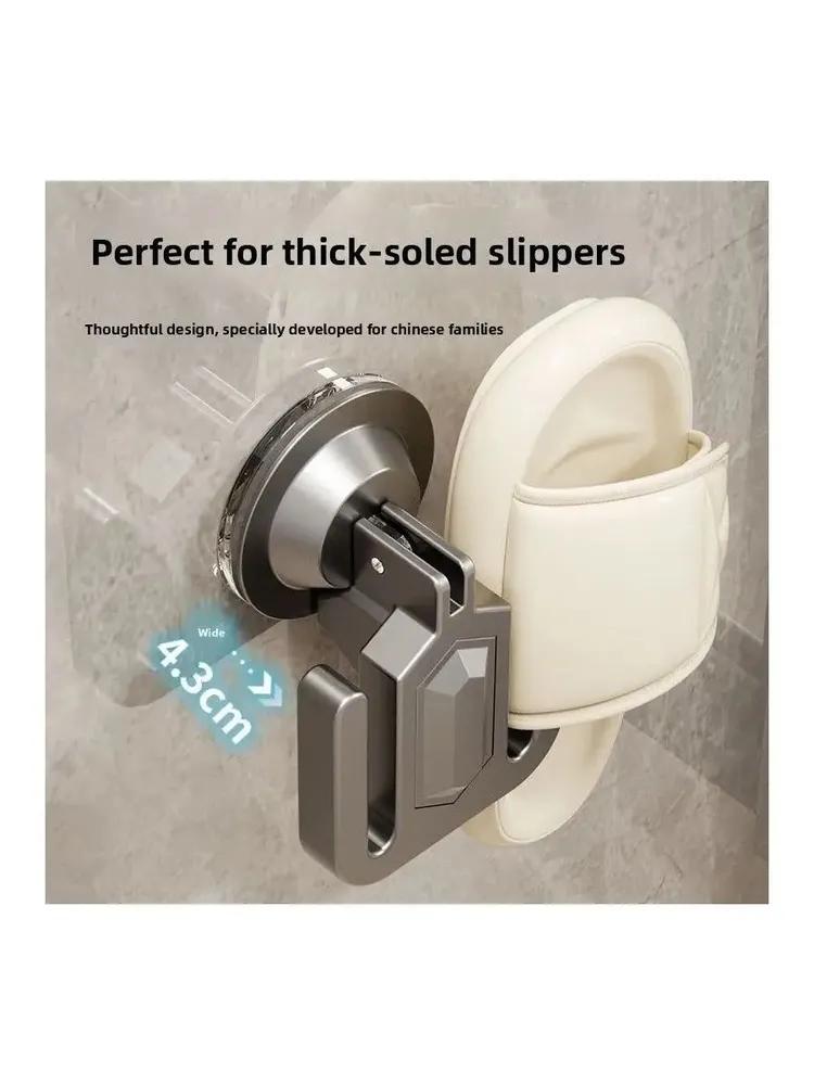Suction Cup Shoe Rack for Slippers and Sandals, ABS, Gun Grey