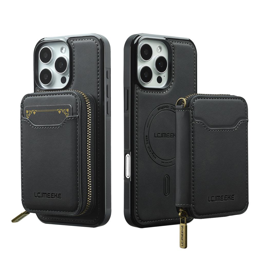 2 In 1 Detachable Magnetic Zipper Card Solt Wallet Leather Case For iPhone 17 Pro Max 16  Plus 15 14 13 12 11 Purse Bag Cover