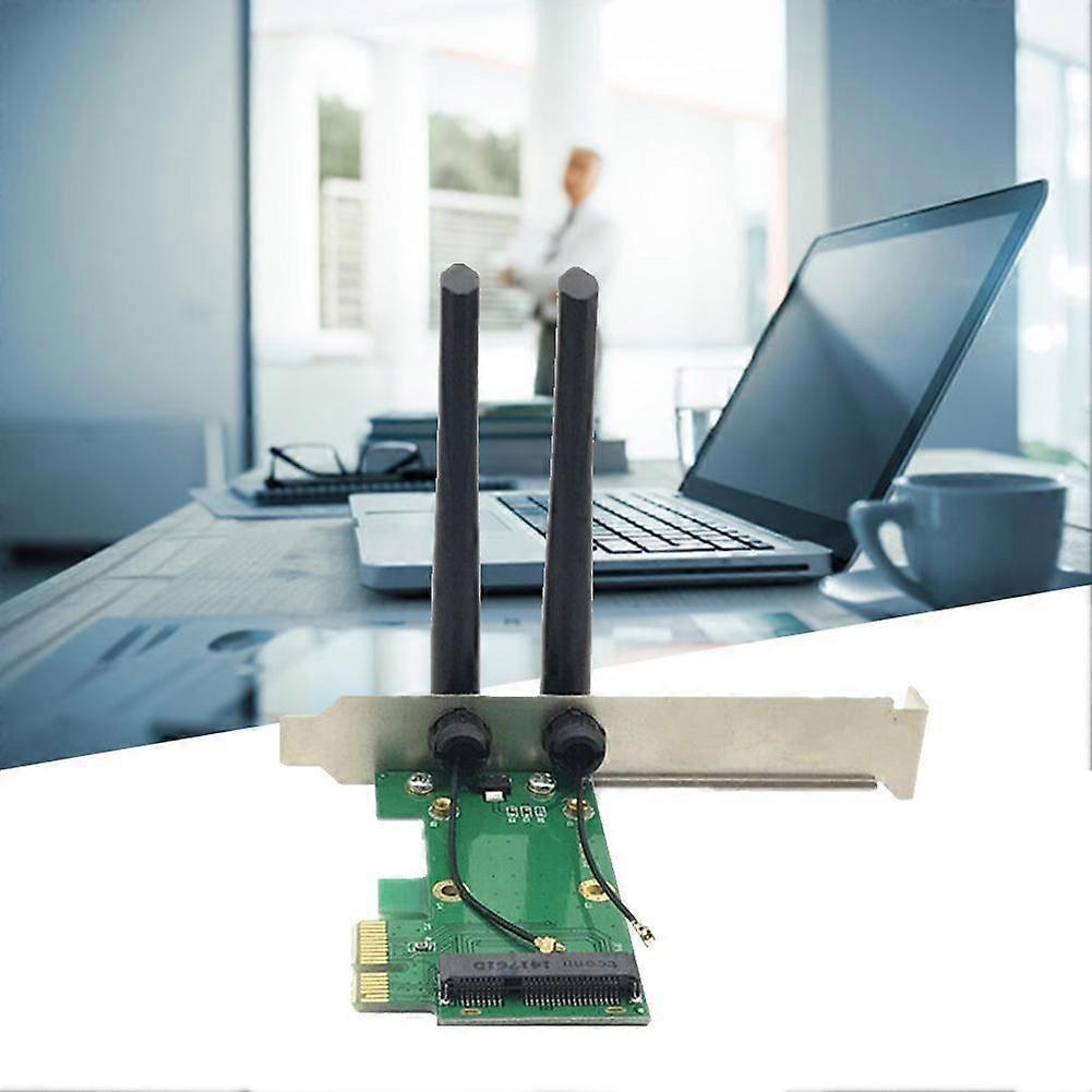 Wireless Wifi Network Card Mini PCIE To PCI-E 1X+ 2 G6 Adapter Antenna NIC