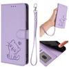 WEFOR Cute Cat Embossed Wallet Case for Samsung Galaxy S26 S25 S24 S23 Ultra S25 S26 Edge, Flip Cover, Card Holder, Wrist Strap