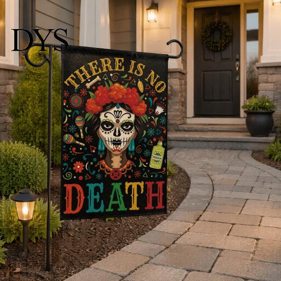 Durable Fabric Garden Flags Day of The Dead Flag, 12x18 Inch Floral Skull Decorative Yard Holiday Party Outdoor Banners Mexican Gothic Skeleton
