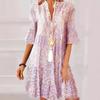 Summer new women's clothing V-neck loose five-quarter sleeve printed dress women