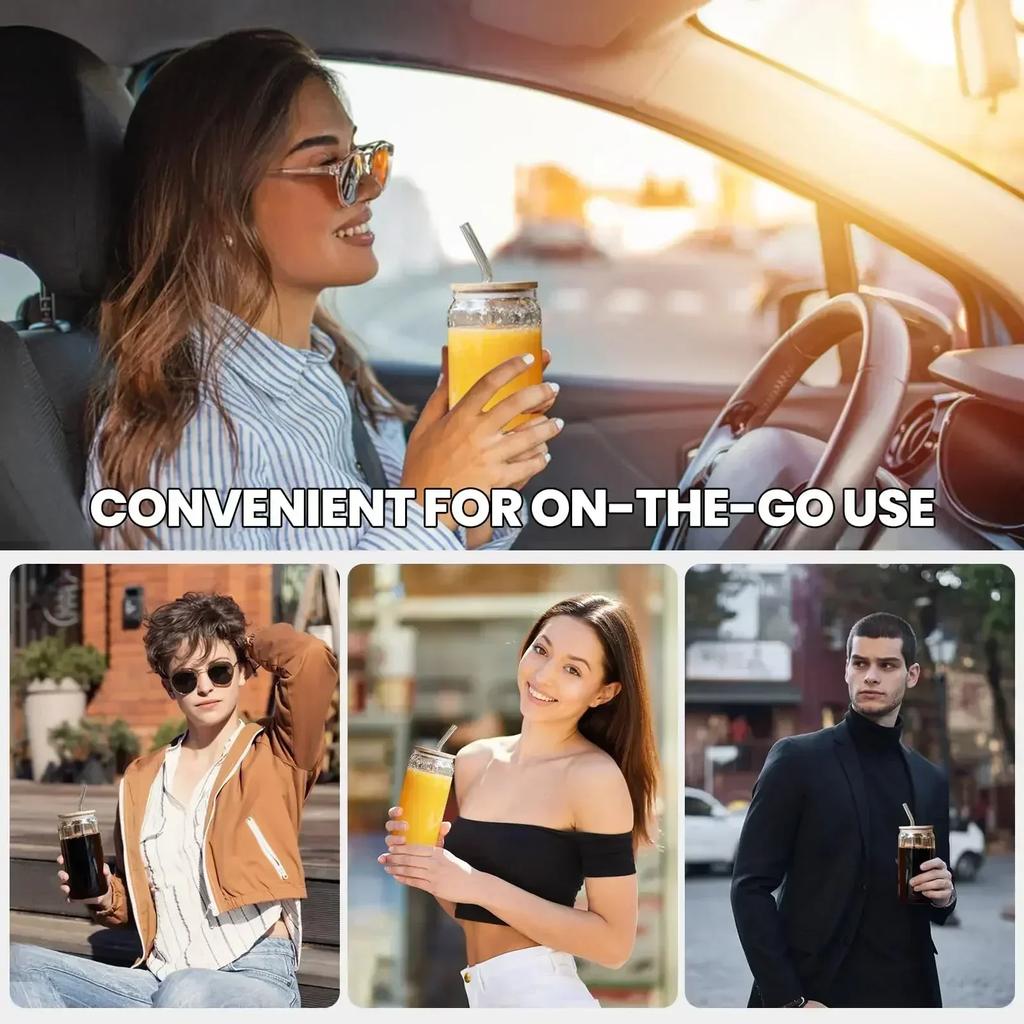 500ML Glass Cup Transparent Iced Coffee Glasses Glass with Lid and Straw Beer Can Milk Mocha Cup Cocktail Whiskey Beer Glasses