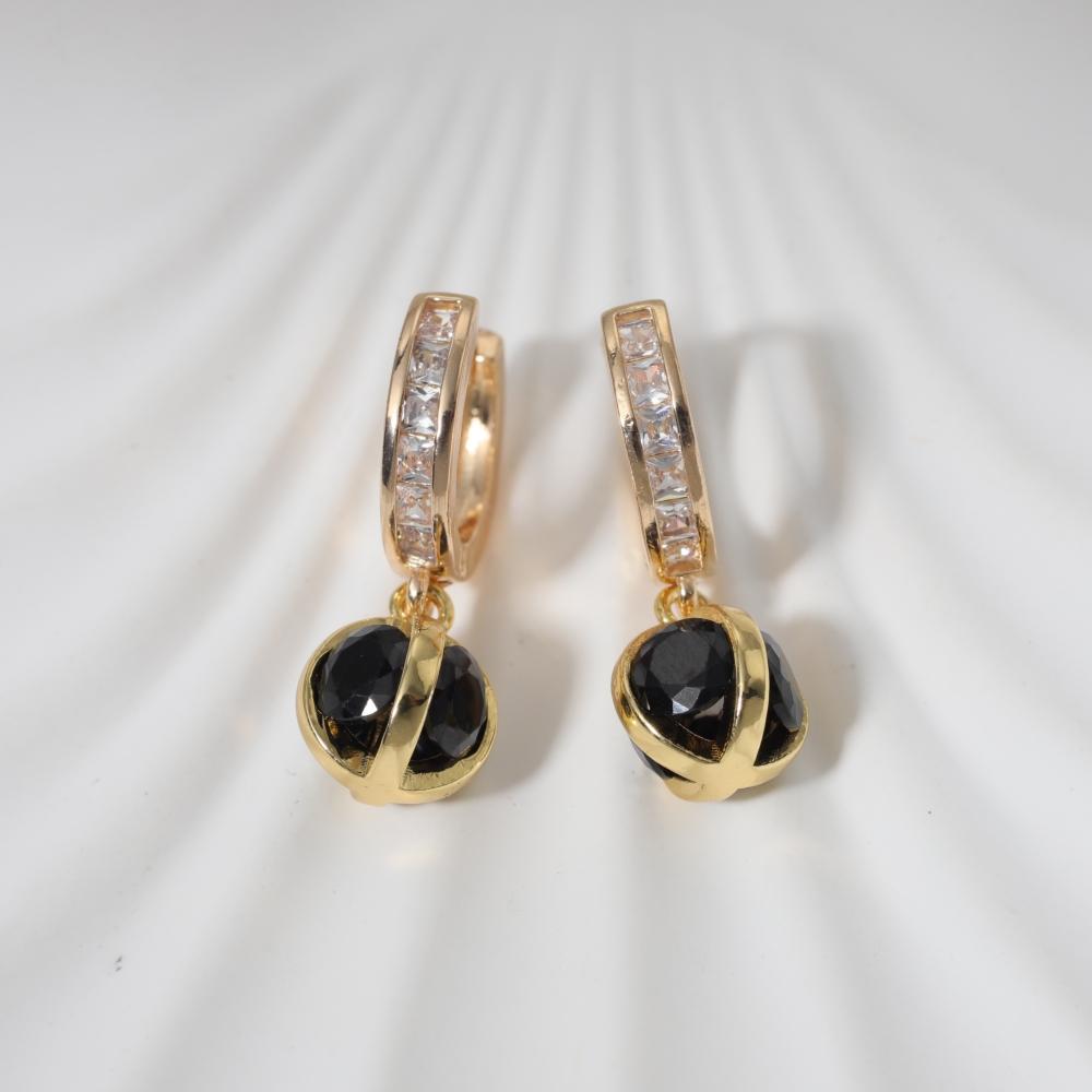 

1 пара модных круглых висячих серег для женщин, серьги с цирконием, ювелирные изделия, аксессуары для свадебной вечеринки чёрный