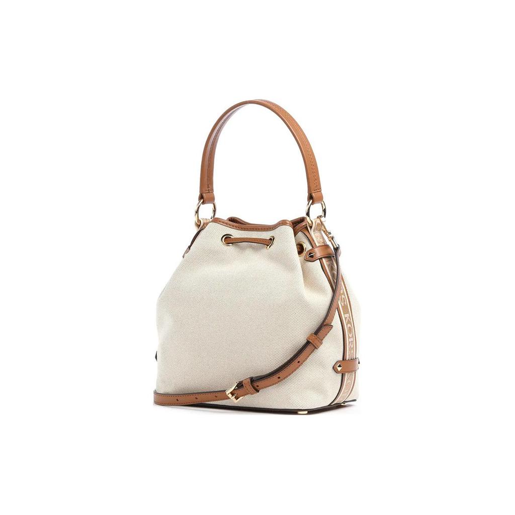 New MICHAEL KORS Maeve Fabric Artificial Leather Shoulder Bag Backpack Handbag Medium Size Women's Ecru/Acorn Brown 30T2G5VM2C-817