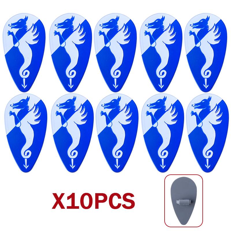 MOC Medieval Military Castle Weapon Roman Knight Helmet Shield Accessories Building Blocks Green Dragon Lion Crusader Bricks Toy