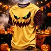 Men's Casual Corduroy Short Sleeve Crew Neck Lightweight Breathable T-Shirt Halloween Print Lettering Design