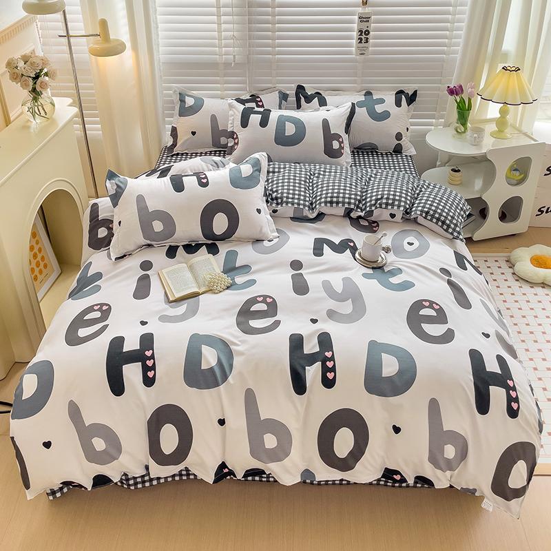 Bonenjoy Black And White Colo Striped Bed Cover Sets Single/Twin/Double/Queen/King Quilt Cover Bed Sheet Pillowcase Bedding Kit