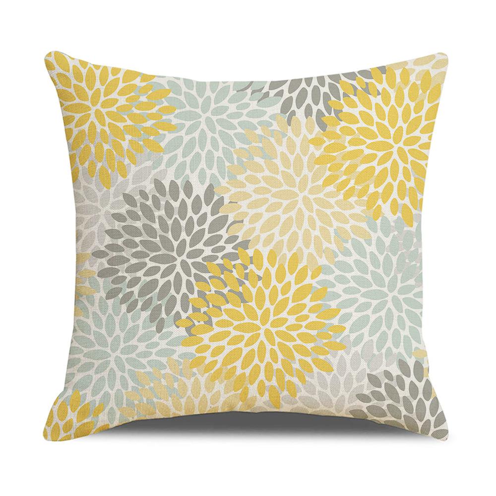 New Home Soft Furnishings Nordic Yellow Sunflower Sunflower Linen Printed Square Pillowcase