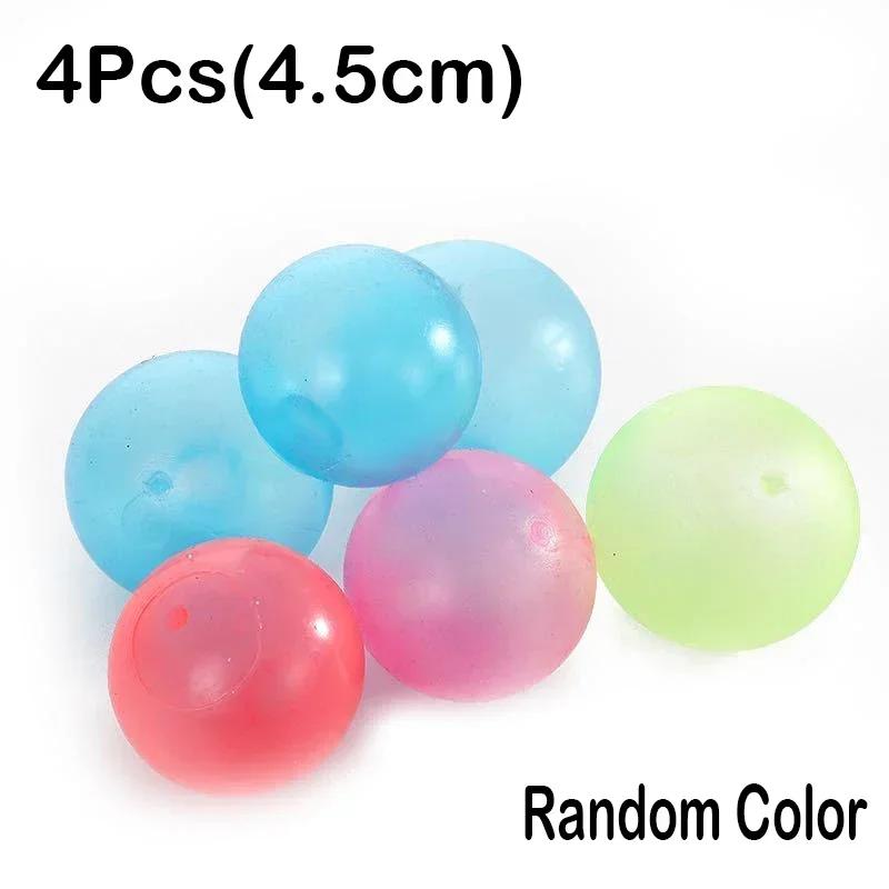 1-4Pcs Luminous Balls High Bounce Glowing Ball Sticky Wall Home Party Decor Kids Adult Gift Anxiety Stress Relieve Toy 4.5Cm/6Cm