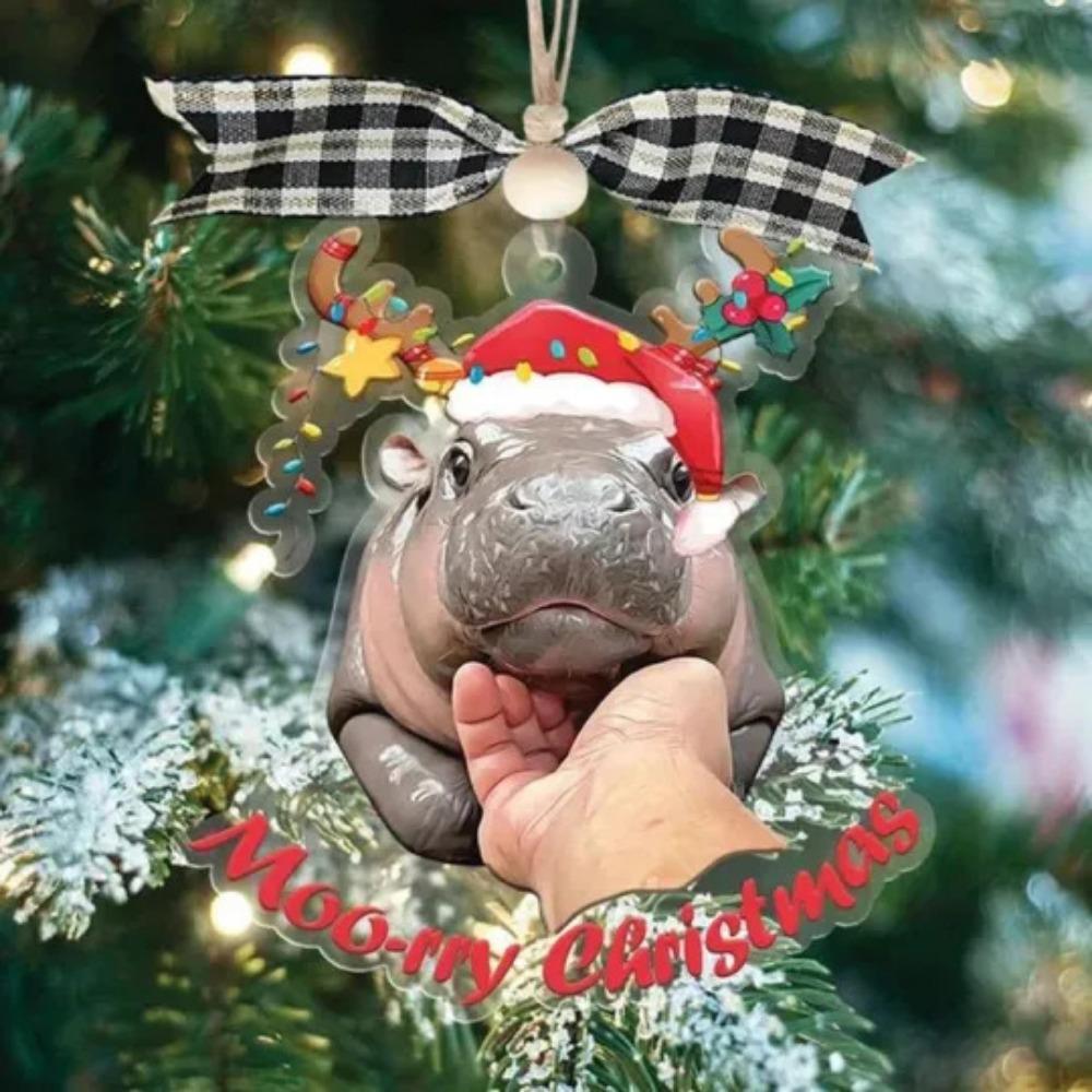 Cartoon Christmas Baby Hippo Ornament Mini Hippo Christmas Tree Decorations  Bedroom Decor