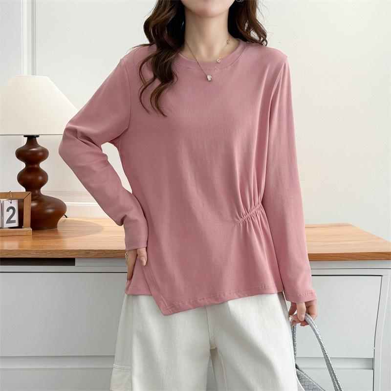 2026 Spring Women s Plus Size Irregular Long Sleeve Round Neck Casual Base Layer Top 4XL
