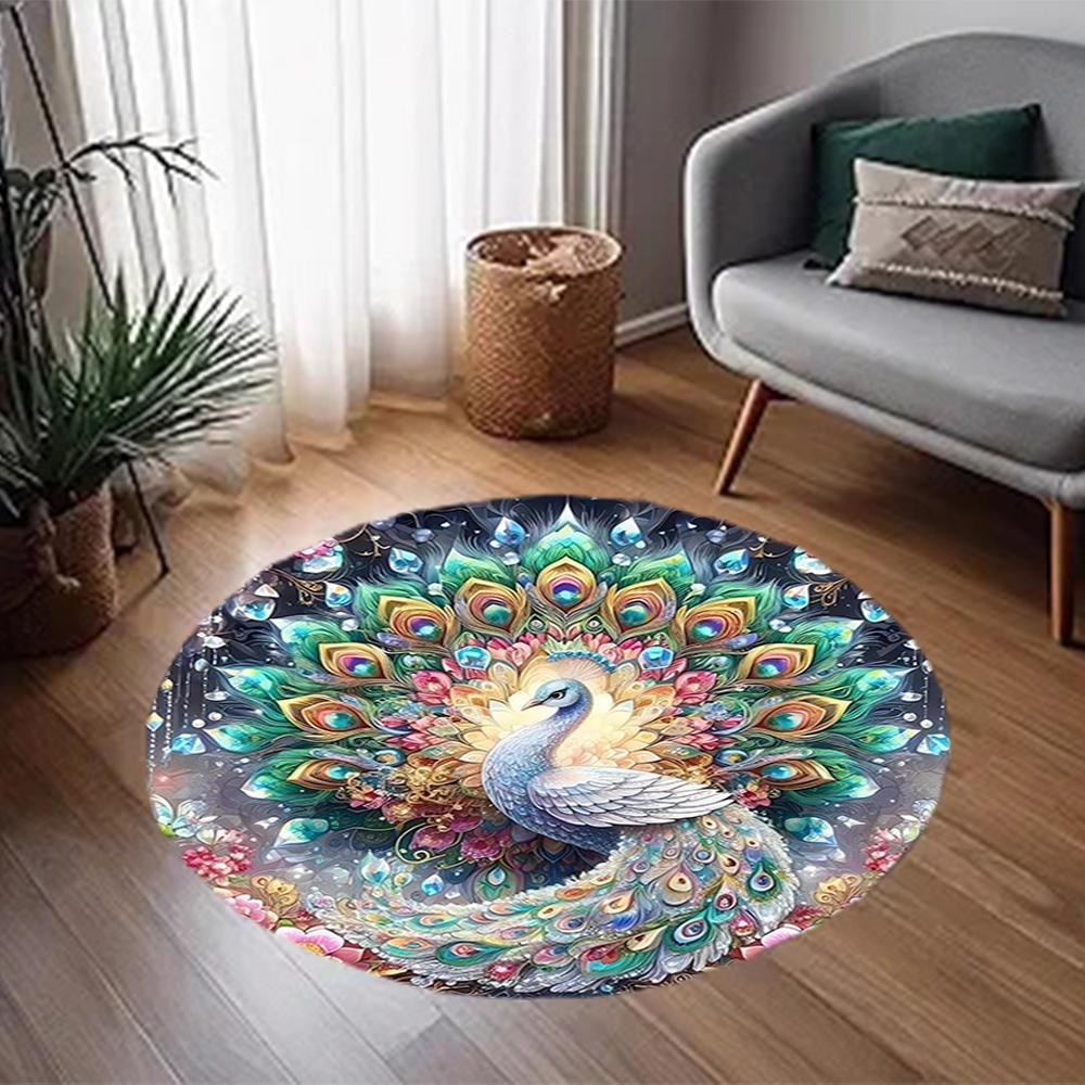 1pc Home Carpet Peacock Design Non-slip Rug for Office Decor and Living Room Gift Ideas