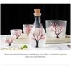 Elegant Japanese Flower Glass Sake Bottle Set Includes 1 Carafe And 4 Matching Cups with 1 Tank For Traditional Drinking