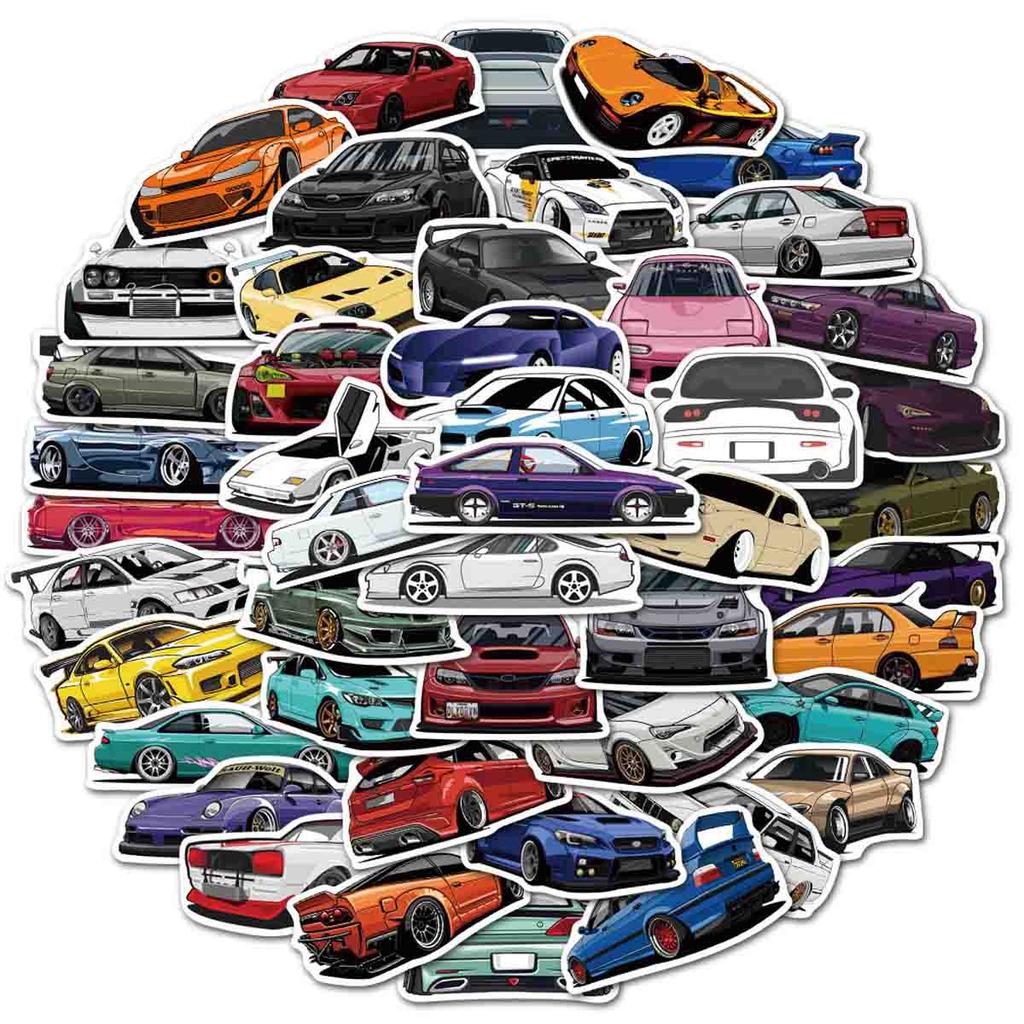 Racing Car Graffiti Stickers, Waterproof Stickers For Laptops, Guitars, Luggage, Bikes, Skateboards, 50 Pieces