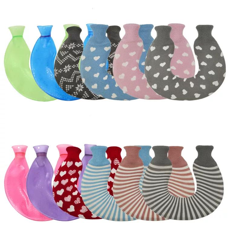 U-Shaped PVC Hot Water Bag Set Hot Compress Neck Guard Water Injection Hot Water Bag with Flannel Cover Washable