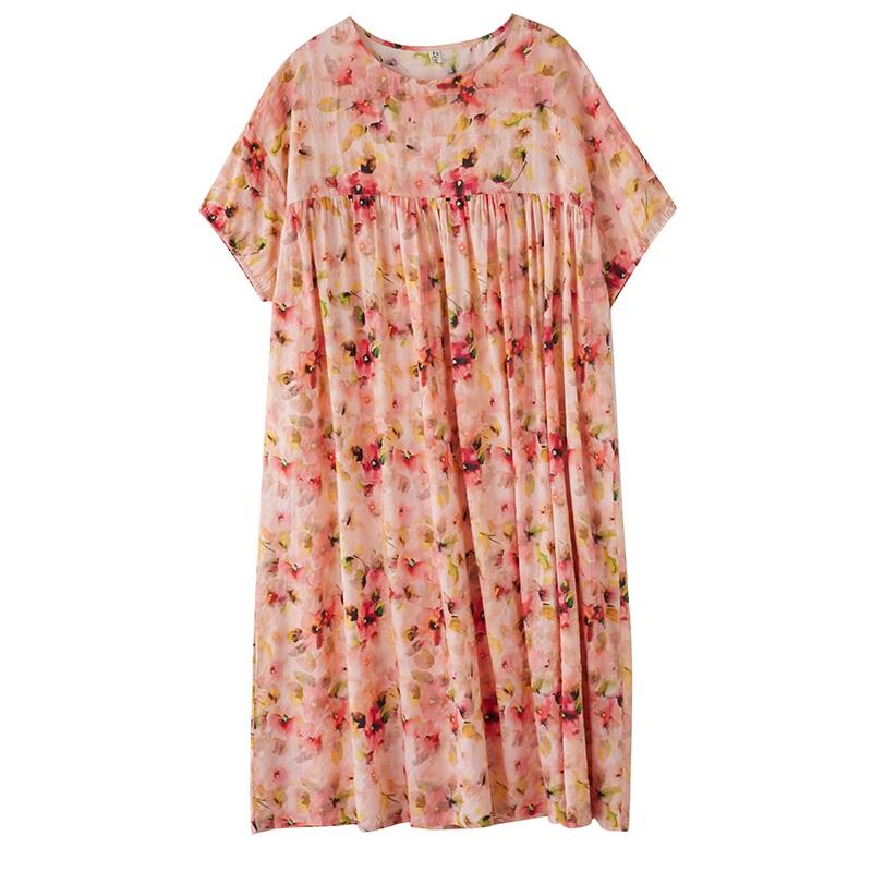 Kortermet Plus size bomull vintage floral nytt i kjoler for kvinner uformell løs lang sommerkjole