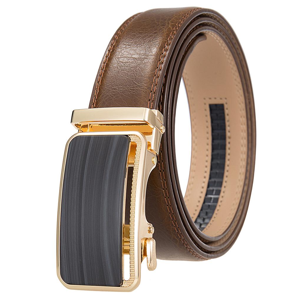 1Pcs Fashion Versatile Business Men'S Belt, Cowhide Belt Automatic Buckle Men'S Belt Ly36-35576-1