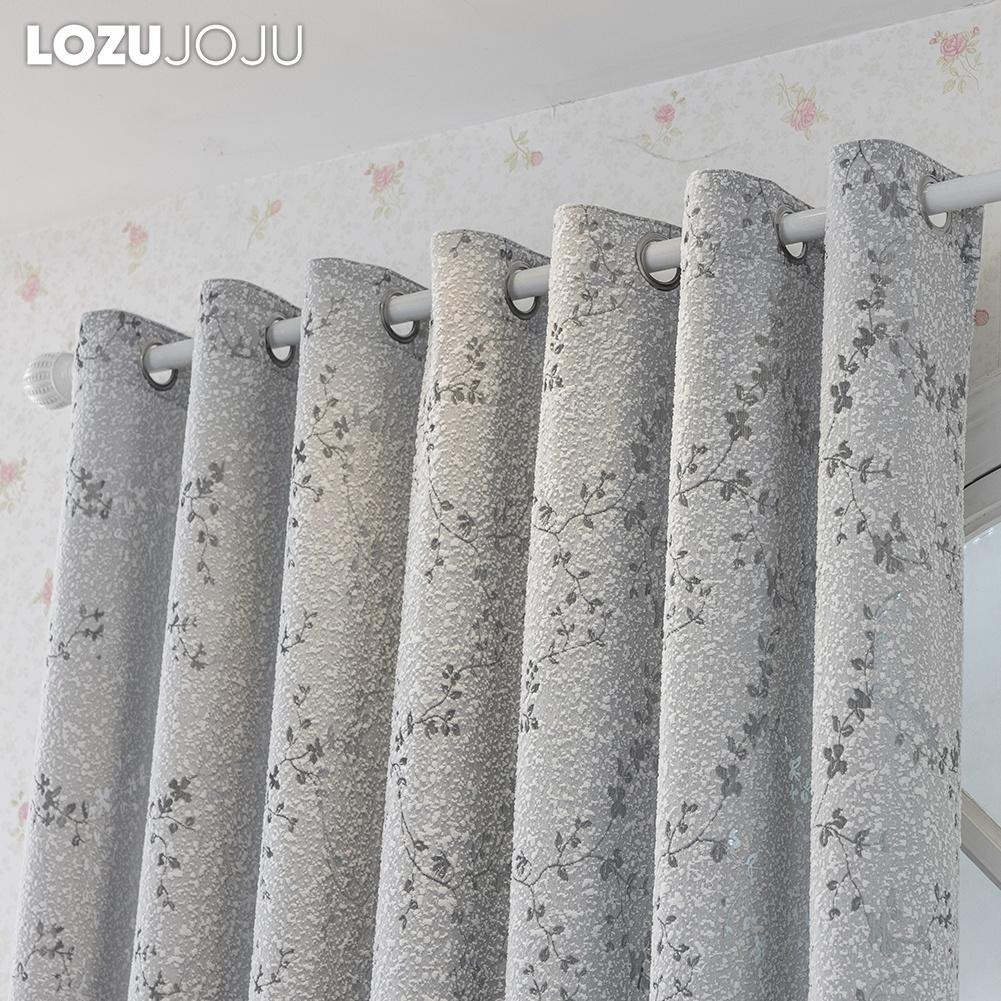 1PC LOZUJOJU Vintage Rural Style Jacquard Curtains, Gray Rattan Vine Branch Leaf Sheer Curtain for Bedroom Living Room Home Decor