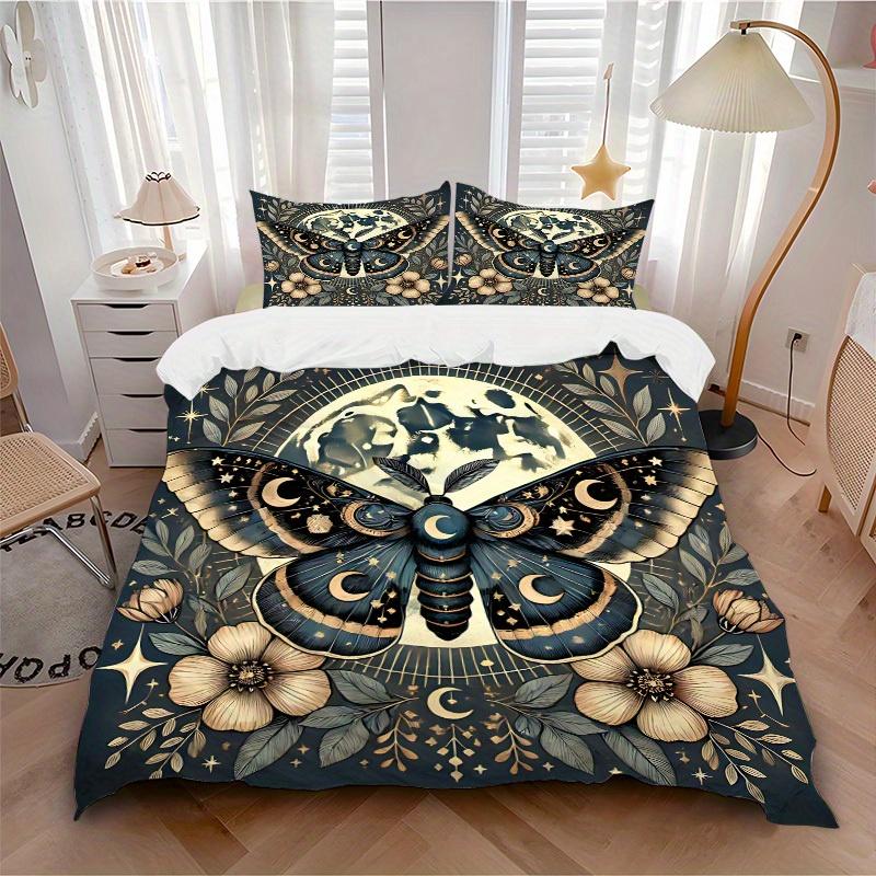 

3pcs Moonlit Butterfly Bedding Cover Set, Fashion Classic Popular Print Bedding Set, Soft Comfortable, All Season Use, For Bedroom, Guest Ro 135x200cm