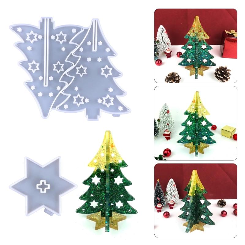 Christmas Tree Resin Silicone Mold Christmas Ornaments Epoxy Resin Mold for Casting Home Decorations Christmas Supplies