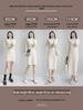Autumn/Winter Women's Loose Long Sleeve Knit Dress with Half-High Neck